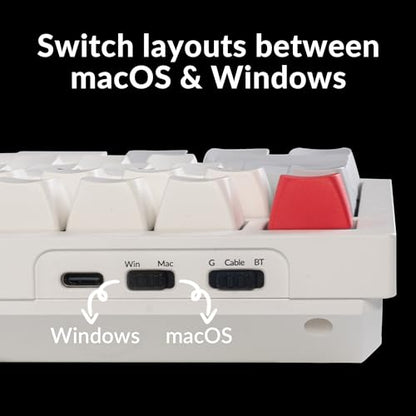 Keychron Q6 Max QMK/Launcher Wireless Bluetooth/2.4 GHz/USB-C Wired Custom Mechanical Keyboard, Full Size Programmable Knob RGB Backlit Hot-Swappable Gateron Red Switch for Mac Windows Linux - White - color: Hot-swap Red Switch