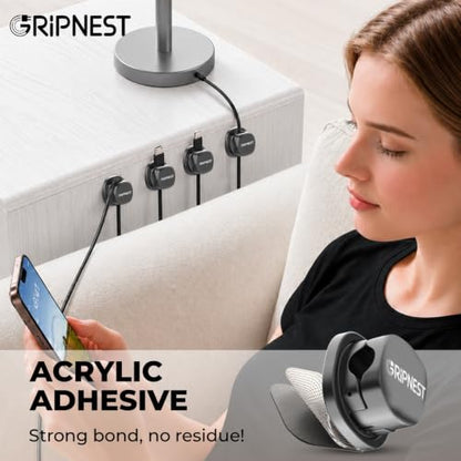 Cable Clips, 8 Pack Rotatable Cord Organizer with Adhesive | Strong Adhesive • 360° Rotatable • Secure Cable Management • For Desk, Car & Nightstand - size: Pack of 8