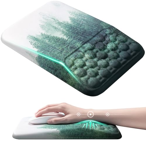 Ospelelf Mousepad with Wrist Rest Ergonomic Computer Comfortable Pain Relief Mouse Pad Wrist Support Green Forest Pattern - color: green forest