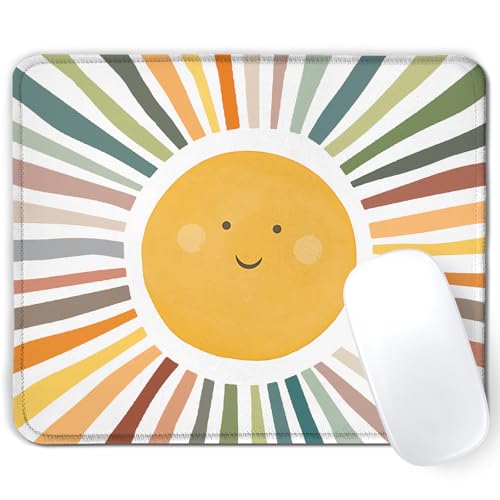 Boho Colorful Rainbow Sun Mouse Pad,Cute Rainbow Sunshine Mouse Pads Mousepad for Desk Home Office Dorm Computers Laptop, Boho Sun Office Supplies Desk Accessories, 9.5x7.9 Inch - color: Color-3
