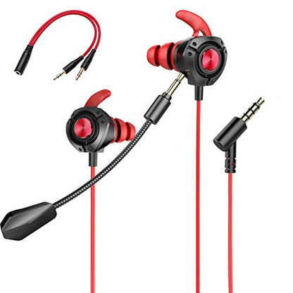 Gaming Earbuds with Microphone,Stereo Headphones Deep Bass Earphones Sport Earbuds Wired Detachable Noise Cancelling Gaming Headset for Mobile Games Phones PC PS4 Xbox One PlayStation 5-Black