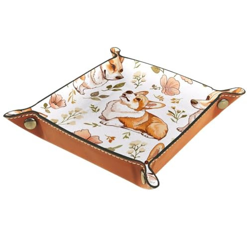 Corgi Dog Floral Dice Tray Dice Rolling Tray Folding Dice Holder for Dice Games, Like RPG, DND and Other Table Games - color: Multi 11