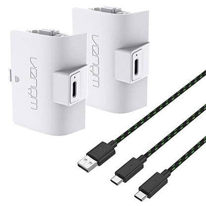 Venom Rechargeable Battery Pack for Xbox One, Xbox Series X & S, 2 Pack 1100mAh Controller Battery Pack Play and Charge Kit for Xbox Series X/S and Xbox One - color: 1100mAh (White)