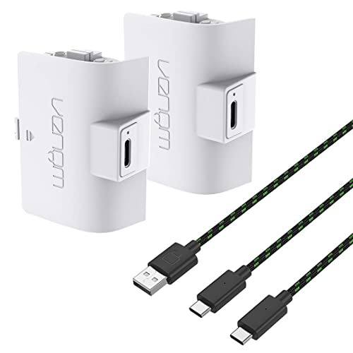 Venom Rechargeable Battery Pack for Xbox One, Xbox Series X & S, 2 Pack 1100mAh Controller Battery Pack Play and Charge Kit for Xbox Series X/S and Xbox One - color: 1100mAh (White)