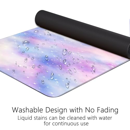 Cute Cloud Mouse Pad Starry Sky Extended Large Gaming Mouse Pad Stitched Edges Galaxy XXL Colorful Pastel Desk Mat Non-Slip Base Space Big Mousepad for Computer Home Office Girls 31.5X15.7Inch - color: Starry Sky