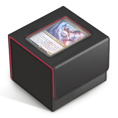 Kabinka MTG Deck Box with Window, Commander Deck Box for Trading Cards, Holds 110+ Double Sleeved Cards, Fits TCG CCG EDH (Black Red) - color: Black Red