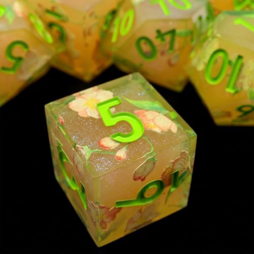 XENOLUX Resin DND Dice Set for Dungeons and Dragons - Polyhedral Floral RPG Dice for Tabletop Board Games(L18) - color: L18