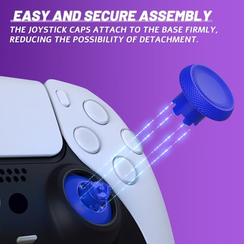 eXtremeRate ThumbsGear V3 Interchangeable Ergonomic Thumbsticks for PS5 Controller, Replacement Analog Thumb Sticks for PS4 Controller - 4 Height Adjustable Convex & Concave Grip Joysticks - Blue - color: Blue
