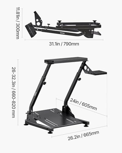 VEVOR Racing Wheel Stand, Adjustable & Foldable Simulator Stand for Logitech G29 G27 G920 G923, Thrustmaster T300RS T300GT T248 TS-PC TSXW Gaming Cockpit,Pedals Simulator NOT Included | Fit for Logitech G29 G27 G920 G923, Thrustmaster T300RS T300GT T248 T