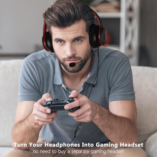 Gaming Boom Mic Cable with Mute and Volume Control for 3.5mm Headphones | Compatible with Beats Sony Philips V-Moda Headphones with 3.5mm Audio Jack, Turn Headphones Into Gaming Headset, 6.6ft