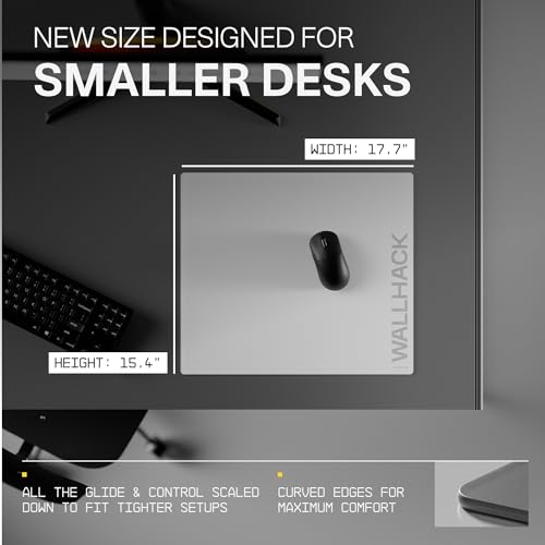 Wallhack SP-004A Glass Gaming Mouse Pad, Medium 15.4x17.7 in, White | Tempered Glass Mousepad For FPS & Esports, Compact Precision Surface With Smooth Tracking & Non-Slip 60A Silicone Base - color: SP-004A Compact | White