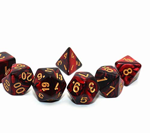 DND Dice Set Red Black RPG Dice for Dungeon and Dragons D&D MTG 7-Die Polyhedral Dice - color: Black Mixed Red