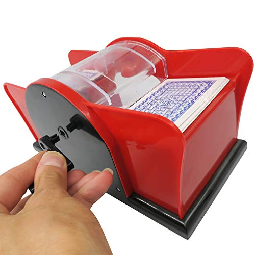 Evelots Playing Cards Shuffler - 2 Deck Card Holder, Easy Hand Cranked System, Card Shuffling Machine, Casino Card Shuffler for Blackjack Poker Texas Hold Em | Card Games