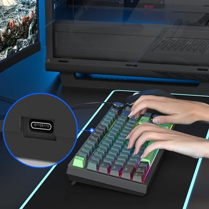 Owpkeenthy 75 Percent Gaming Keyboard Gasket Mounted with Knob | Wired 82 Key Mechanical Keyboard Hot Swappable Linear Red Switch RGB Backlit for PC Laptop (82 Wave) - color: Wave/Red Switch