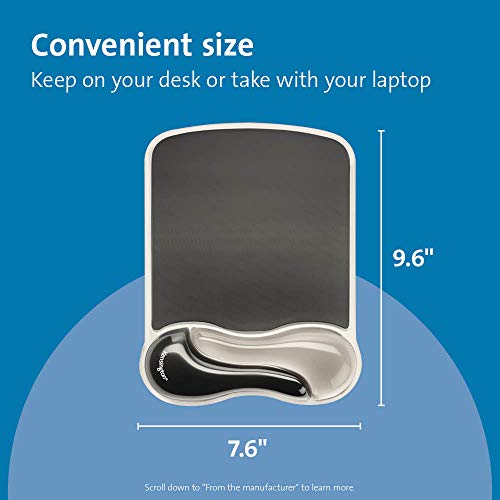 Kensington Duo Gel Mouse Pad with Wrist Rest - Gray (K62399US), Grey | Ergonomic gel cushioning, non-skid backing, supports wrist during extended mouse use - color: Gray, size: 9.6L x 7.6W inches, style: Mouse Pad