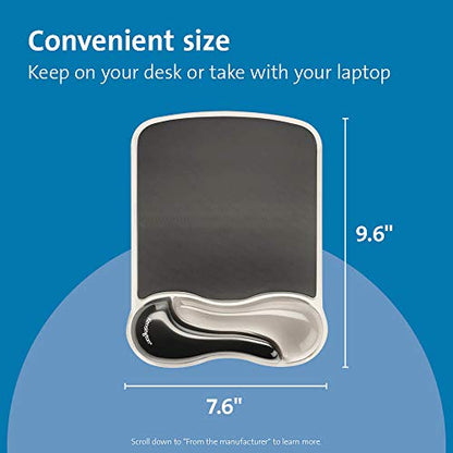 Kensington Duo Gel Mouse Pad with Wrist Rest - Gray (K62399US), Grey | Ergonomic gel cushioning, non-skid backing, supports wrist during extended mouse use - color: Gray, size: 9.6L x 7.6W inches, style: Mouse Pad