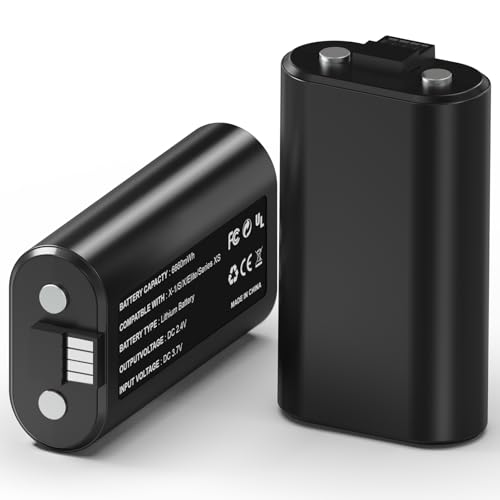 Rechargeable Battery Pack (2-Pack, 6660mWh) for Xbox Series X/S & One/S/X/Elite Controllers - Overcharge & Short-Circuit Protection, Play & Charge Simultaneously - FCC/CE Certified