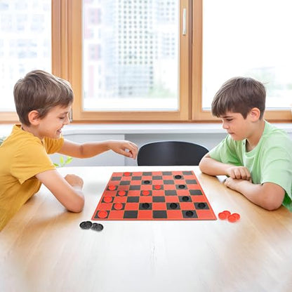 HI-Q Checkers & Tic-Tac-Toe Board Game Set – Classic Strategy for Kids & Family – Features Interlocking Stacking Pieces & Folding Board – Ages 6+