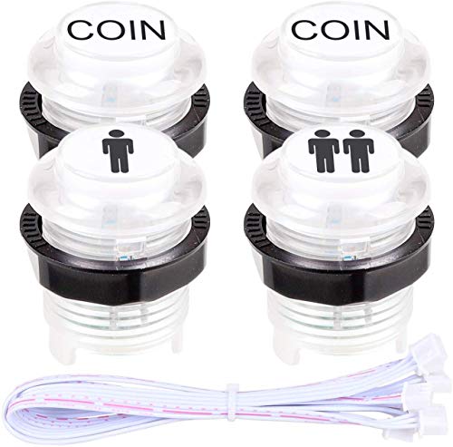 EG STARTS Classic Arcade DIY Kit Parts 2x USB LED Encoder To PC Consols Games + 2x 4/8 Ways Joystick + 20x 5V Illuminated Push Buttons For Mame Raspberry pi (Red/Blue Stick + MIX Color Buttons)