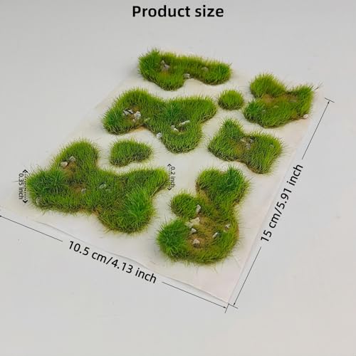 Static Grass Tufts Mat – 8 Peel-and-Play Pre-Cut Patches, Self-Adhesive Turf in Mixed Irregular Shapes for Diorama, Model Railway & Wargaming Terrain (1 Sheet) (Spring Green) - color: Spring Green
