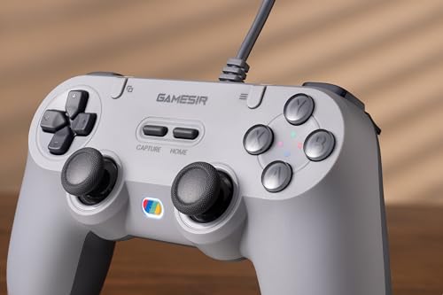 GameSir Tegenaria Wired Controller, Hall Sticks, Vibration for PC/Android | Wired Gaming Controller for PC/Switch, iOS, Android, Hall Effect Sticks, Low Latency, 1000Hz Polling Rate, Turbo - color: Retro Grey