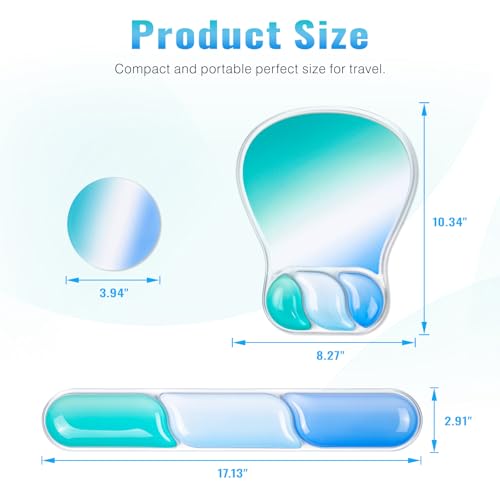 Ospelelf Mouse Pad with Wrist Rest Set Gel Ergonomic Keyboard Wrist Support Anti-Slip Rubber Bottom Office Women Desk Accessories for Computer, Laptop and Gaming, Blue - color: Blue, style: Keyboard Rest + Mouse Rest + Coaster