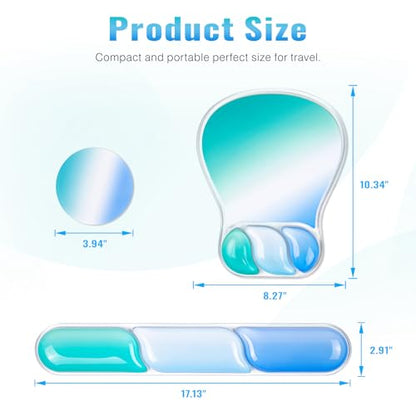 Ospelelf Mouse Pad with Wrist Rest Set Gel Ergonomic Keyboard Wrist Support Anti-Slip Rubber Bottom Office Women Desk Accessories for Computer, Laptop and Gaming, Blue - color: Blue, style: Keyboard Rest + Mouse Rest + Coaster