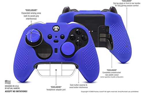 Elite Series 2 Studded Grip Skin for Xbox One Elite Series 2 Controller (NOT for Series X/S/Elite 1) by Foamy Lizard - Sweat Free Silicone w/Flat Top Anti-Slip Studs + 8 QSX-Elite Thumb Grips (Blue) - color: Blue