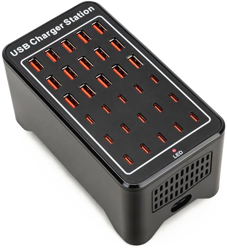 USB C Charging Station for Multiple Devices, 150W 30 Ports Charger Block for Ipad Cell Phone, Multiple USB Power Strip for Family Classroom