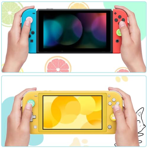 Sumind 24 Pieces Replacement Soft Silicone Cat Paw Flower and Fruit Lemon Design Thumb Grip Caps Analog Stick Cover Joystick Cap Luminous Cover Compatible with Nintendo Switch/Switch Lite Controller