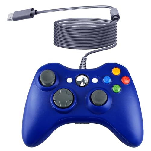 OSTENT Wired USB Controller Gamepad Joystick for Microsoft Xbox 360 Console Windows PC Laptop Computer Video Game Color Blue - color: Blue
