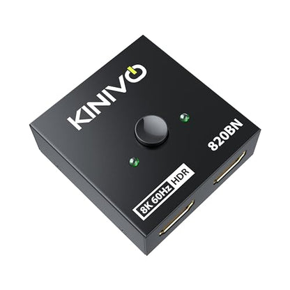 Kinivo 8K HDMI Switch 2 in 1 Out - (Uni-Directional, 8K 60Hz, Ultra HD Switcher Hub, 48Gbps HDMI Hub, HDR10+ Selector, Manual Switching Only) - Compatible with HDTV, PS5/4, Xbox, Projector - size: 8K - 2 Port