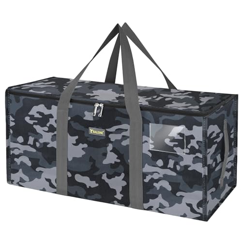 BALEINE Extra Large Storage Tote with Zippers & Carrying Handles, Heavy-Duty Oxford Fabric Moving Bags for Laundry, Space Saving, Storage, Grey Camouflage - color: Grey Camouflage, size: 1-Pack