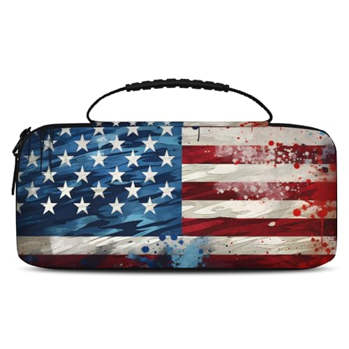 Adornori 4th of July Carry Case Compatible with Nintendo Switch 2, with 20 Games Cartridges, Memorial Day USA Flag Portable Travel Carrying Case Pouch for Accessories & Games - color: Multicolor 1