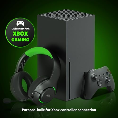 Acer Wireless Gaming Headset for Xbox Series X|S & Xbox One, Bluetooth 5.4 Headphones with Noise Canceling Mic, 3D Surround Sound, 40H Battery, Compatible with PC, PS5, Switch, Mac - Black Green