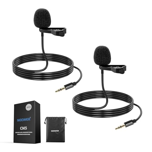 Neewer Lavalier Lapel Microphone (2 Pack), Omnidirectional Condenser Wired Clip On Lav Mic for Stage YouTube Live Streaming Compatible with Rode Wireless GO II 2 DJI Wireless Mic Transmitter, CM5 - style: 2 Pack