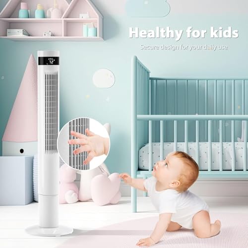 Antarctic Star Tower Fan, 42INCH, WHITE | 85°Oscillating, Quiet Cooling 12H Timer Remote Control Bladeless 3 Speeds Wind 3 Modes - color: White, size: 42 Inch