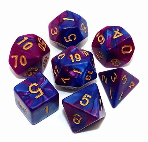 7Pcs Blue Purple DND Dice Set RPG Polyhedral Dice for Dungeon and Dragons MTG D&D D20 D12 D10 D8 D6 D4 - color: Blue & Purple Dice