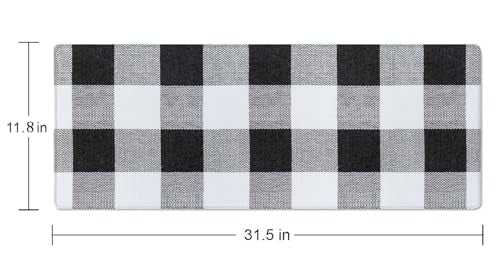 Black Buffalo Plaids Desk Mat Black XL Mouse Pad Large Full Desk Mousepad Gaming Extended Keyboard Mouse Mat Desk Pad for Computer Laptop 31.5''X11.8'' Non-Slip Rubber Base with Stitched Edges - color: Black Buffalo Plaids