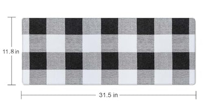 Black Buffalo Plaids Desk Mat Black XL Mouse Pad Large Full Desk Mousepad Gaming Extended Keyboard Mouse Mat Desk Pad for Computer Laptop 31.5''X11.8'' Non-Slip Rubber Base with Stitched Edges - color: Black Buffalo Plaids