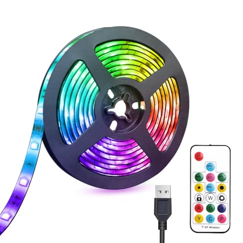 USB LED Lights Strip 6.56ft Rainbow Chasing 5050 RGB Dream-Color | Multiple Colors on One Line, Flexible LED Tape Light, 17-Key Remote Control, For Bedroom, TV, PC, Desk, Party Decoration - size: 6.56 ft