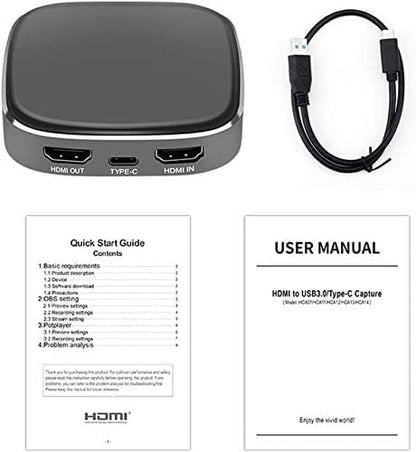KuWFi Video Game Capture Card Switch 4K 1080P 60FPS HDMI to USB C Capture Card for All HDMI Devices Such as Streaming Work with OBS/Camera/PS4/PC