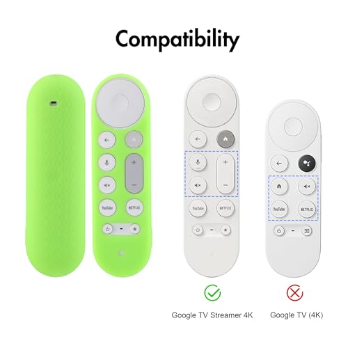 LEFXMOPHY Glow Cover for Google TV Streamer 4K Remote 2024 Green Silicone Case（Lime Green - color: GLOW GREEN