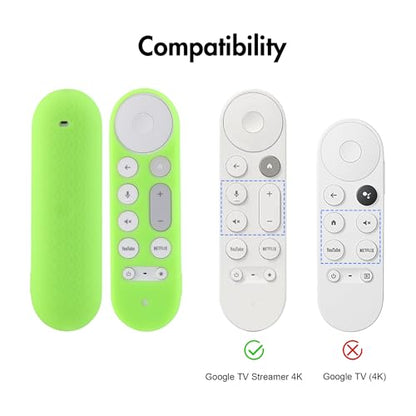 LEFXMOPHY Glow Cover for Google TV Streamer 4K Remote 2024 Green Silicone Case（Lime Green - color: GLOW GREEN