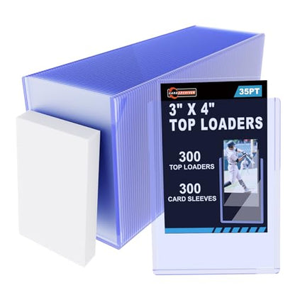 600ct Card Sleeves Top Loaders for Cards - Toploads for Cards, 3"x4" Hard Plastic Protectors & Clear Rigid for Trading, Sports, Baseball Cards (300 Hard + 300 Penny Sleeves, 600 Total) - size: 300 Hard Sleeves + 300 Soft Sleeves
