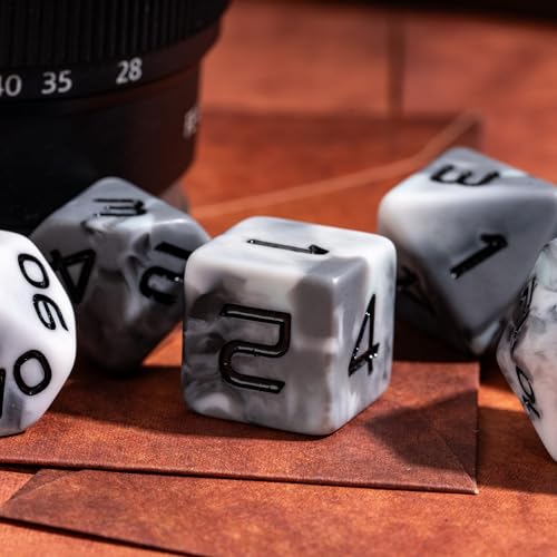 7PCS DND Dice Set Grey Polyhedral Dice Set for D&D Tabletop Games | Leather Storage Bag, DM Gift, for Dungeons and Dragons Role Playing Games - color: Camo-grey