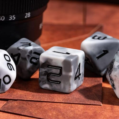 7PCS DND Dice Set Grey Polyhedral Dice Set for D&D Tabletop Games | Leather Storage Bag, DM Gift, for Dungeons and Dragons Role Playing Games - color: Camo-grey