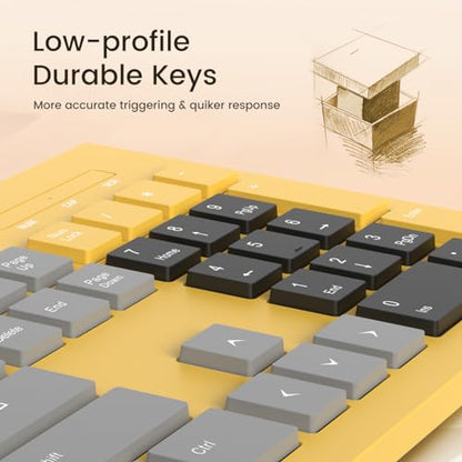 COLIKES Wired Keyboard, Ultra-Thin USB Wired Computer Keyboard, Low-Profile Keys, Spill-Resistant, Multimedia Keys, Compatible with Windows, Mac, Chrome, Linux, and Android-Yellow - color: Yellow
