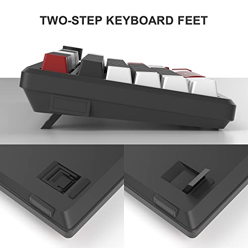 MageGee 75% Mechanical Gaming Keyboard, Compact Blue Backlit Wired Gaming Keyboards with Yellow Switches, EVA Foam, Knob Control, STAR75 Portable NKRO PC Gaming Keyboard - White & Black - color: White & Black - Yellow Switch