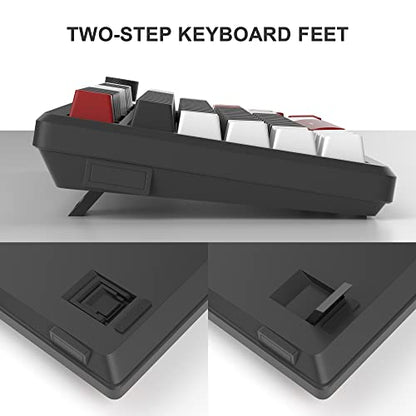 MageGee 75% Mechanical Gaming Keyboard, Compact Blue Backlit Wired Gaming Keyboards with Yellow Switches, EVA Foam, Knob Control, STAR75 Portable NKRO PC Gaming Keyboard - White & Black - color: White & Black - Yellow Switch